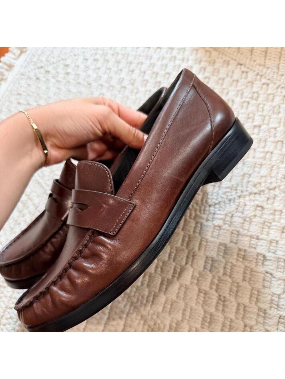 Reformation Ani Ruched Loafers in Black Leather - Picture 5 of 9